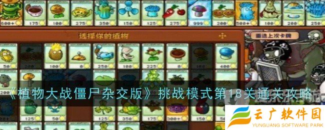 植物大战僵尸杂交版挑战模式第18关怎么过 挑战模式第18关攻略